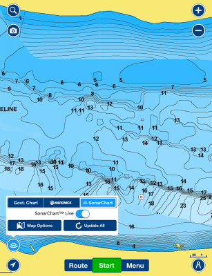 SonarChart Live
With your Navionics app and a connected Lowrance HDS unit you can map live on your app. Once the two are connected, the sonar readings from your Lowrance will be shared to the app and the map will change before your eyes.