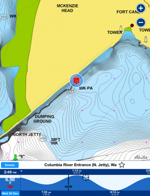 Tides
Viewing the tide charts has never been easier. With the Navionics app, you can select the tide station and view the water levels throughout the tide cycle.
To access: push Menu then Weather&amp;Tides and then Tides.