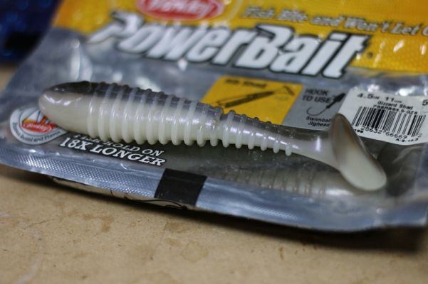 Berkley Powerbait 4.5" Rib Shad
Like it sounds, the Rib Shad is ribbed for a great action as it swims. It features two segments joined together to get a great kicking action. The size, profile and PowerBait scent all combine to make this a great choice for swimbait fishing.