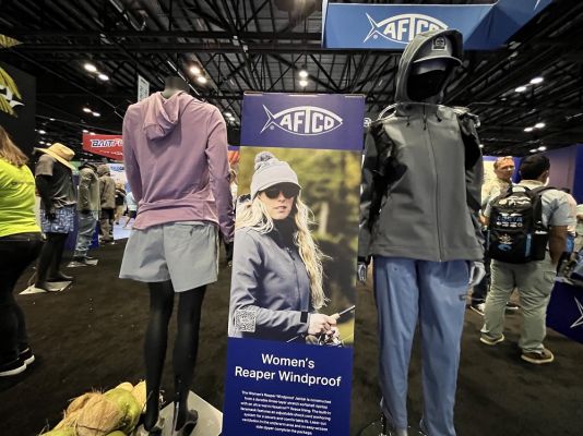 It was another outstanding ICAST for the team at AFTCO. As one of the leaders in fishing clothing and accessories, they have continued to develop new items designed to look good and keep anglers comfortable on and off the water. The team won four awards for their new products at this year's show. Included in their haul were honors for Footwear, Lifestyle Apparel for Women, Lifestyle Apparel for Men, and Cold Weather Technical Apparel.
Lifestyle Apparel for Women - Women's Reaper Softshell Zip Jacket
AFTCO makes great gear for men, but don't forget about women and their new softshell was impressive enough to win the category award. It's a lightweight jacket that protects against the wind and has a warm fleece material inside. It also has a facemask with a laser cut vent, laser cut vent under the arms and zippered hand pocket. The retail cost is $119 and it will be available from XS-XL.
&nbsp;
&nbsp;