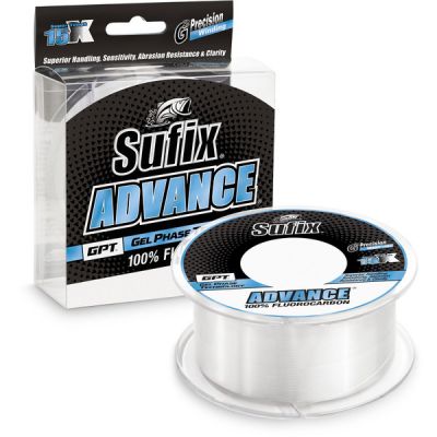 Sufix&reg; Advance&nbsp;Fluorocarbon
For the past year, Rapala pros have experienced the future of fishing with prototype Advance Fluorocarbon, the most supple, sensitive and strong fluoro line Sufix&reg; has ever engineered. For the rest of us, that future is finally here.
Sufix&reg; Advance&reg; Fluorocarbon&rsquo;s inherent qualities and exclusive G2 Precision Winding make it virtually memory-free, preventing the dreaded line coils that jump off your reel with most other fluorocarbons. Its increased suppleness is achieved without sacrificing strength or feel, and it features a higher density index than traditional nylon lines, a quality that helps anglers feel bottom and bites better.
Another benefit of higher-density lines, like Advance Fluorocarbon, is that they convey your bait four times faster to the strike zone than old-school nylon line. Additionally, thanks to Advance Fluorocarbon&rsquo;s virtual invisibility underwater, baits that are best fished on or near the bottom will be an even more enticing treat to fish.
Sufix Advance Fluorocarbon is available in 200-yard and 1,200-yard spools, and in 10 strengths: 4-, 6-, 8-, 10-, 12-, 14-, 17-, 20-, 25- and 30-pound test.
Suggested retail price:&nbsp;Starting at $24.99
&nbsp;
&nbsp;