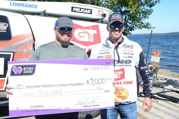 The OPTIMA Batteries Healing Heroes in Action program, celebrated its third annual event this year and has raised nearly $30,000 for the Wounded Warriors in Action Foundation since its inception. This year&rsquo;s event raised $7,000 for the foundation.
Last Friday, pro anglers Ish Monroe and Todd Faircloth joined OPTIMA-sponsored Edwin Evers to pair up with Purple Heart veterans and teach them to fish.&nbsp;Ish and his veteran partner Derek won the competition catching 5 bass fish weighing 16.51 pounds.