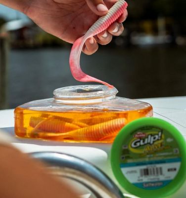 GULP!
One of the things that make PowerBait so effective is that the scent and attractant are molded right into the worms and give the fish a taste when they bite. GULP! on the other hand, it is a water-based attractant.
&ldquo;The water-based scent flows in and out of the bait like a sponge,&rdquo; Prochnow shares. &ldquo;It is also more powerful and disperses more scent, so a fish swimming by will be able to smell it.&rdquo;
The power of the&nbsp;GULP!&nbsp;scent is a significant benefit, but it must also be recharged to maintain the same potency. That is why Berkley sells things like the Recharge Liquid.
&ldquo;You can add the scent back to it by putting it in the bucket or package,&rdquo; he says. &ldquo;The rule of thumb is to charge it for about the same amount of time you fished that bait. It will get back to the same level of attractant.&rdquo;

&nbsp;