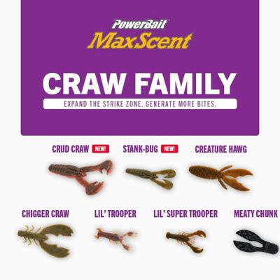 The gangs all here Check out the New MaxScent Stank Bug &amp; Crud Craw with the rest of the MaxScent &lsquo;craw&rsquo; family Which one is your favorite?