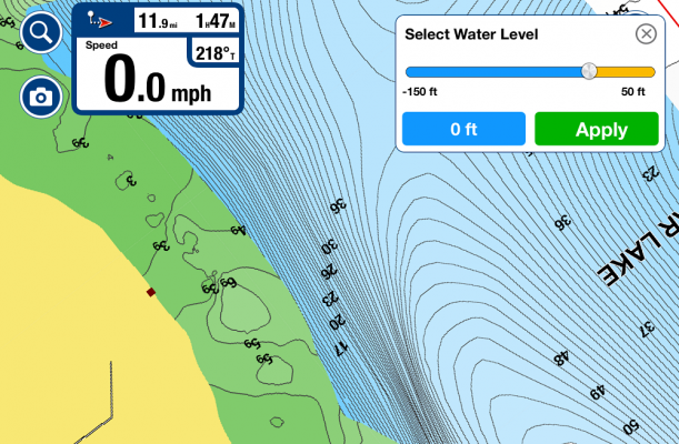 Step 5
Adjust water level if necessary. The depth reading shown on your Navionics app will be whatever your Lowrance is reading at that time.