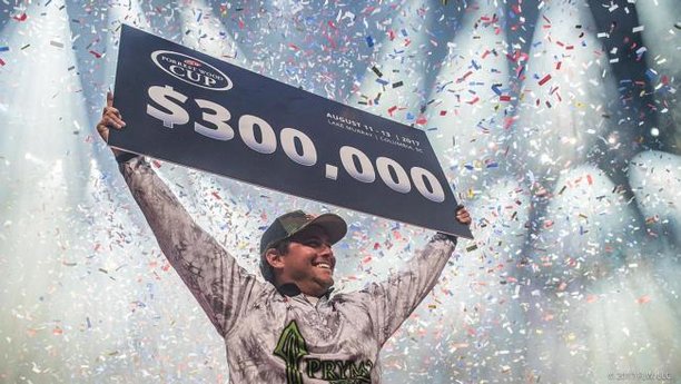 FLW Tour rookie Justin Atkins won the 2017 Forrest Wood Cup on Lake Murray in Columbia, S.C., with a three-day tournament total of 58 pounds, 5 ounces..jpg