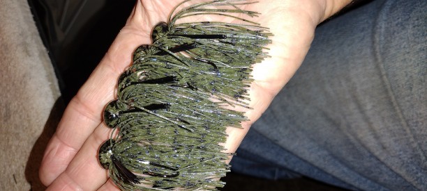 3/8oz. Football Green pumpkin/Blue Flake