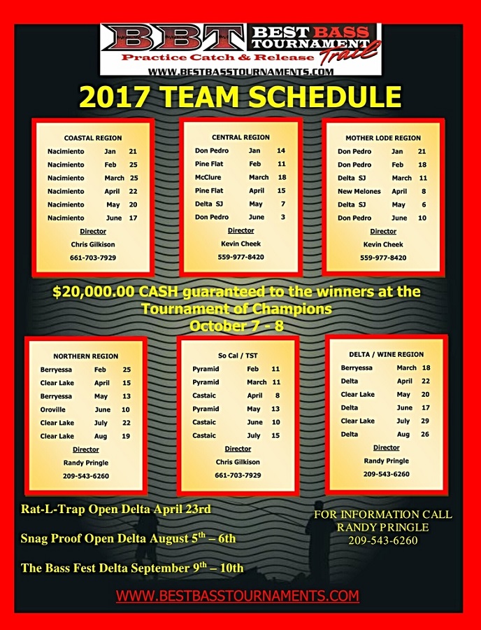 2017 Best Bass Tournament Trail Schedule | All Regions Schedule Released | Westernbass.com